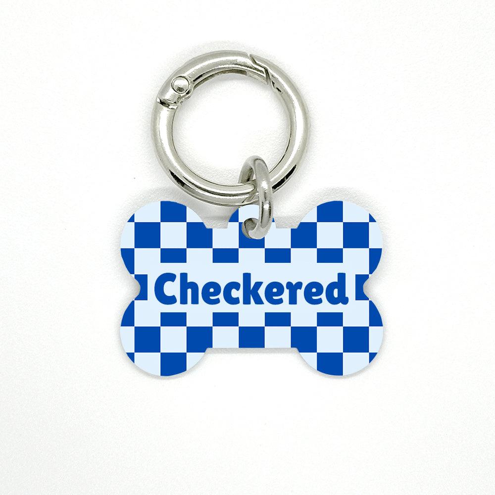 Blue Checkered Pet ID Tag - DogMe
