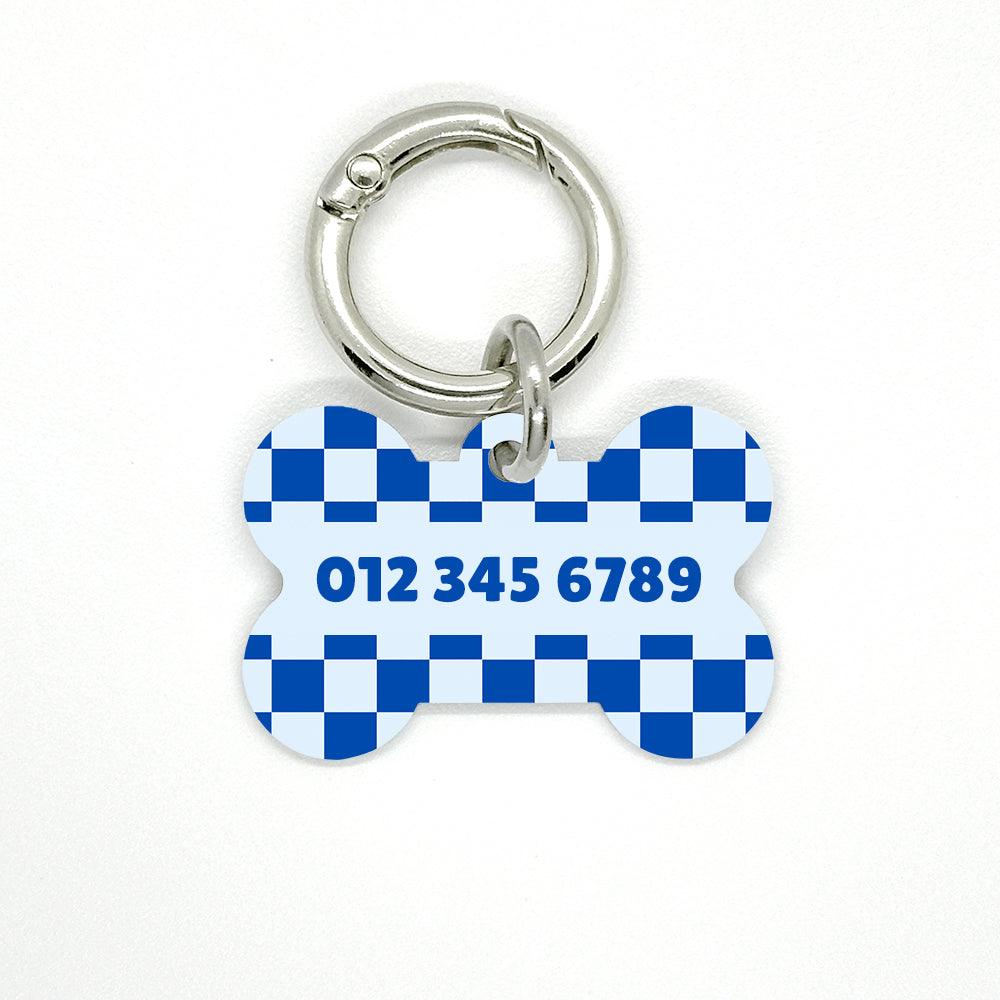 Blue Checkered Pet ID Tag - DogMe