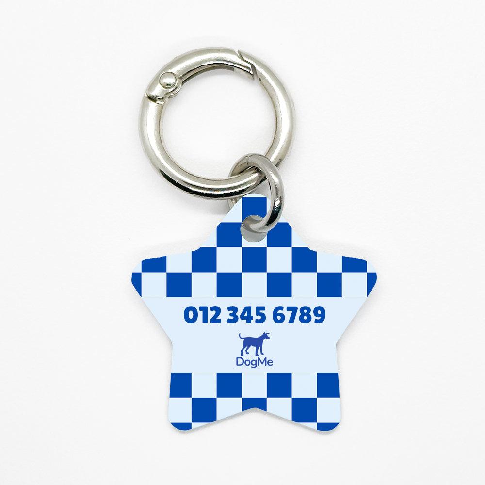 Blue Checkered Pet ID Tag - DogMe