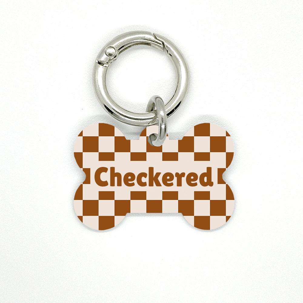 Brown Checkered Pet ID Tag - DogMe