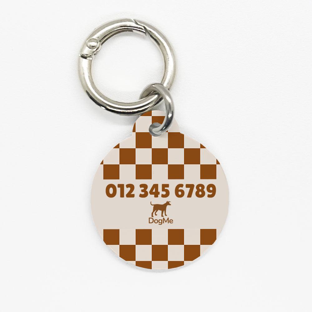 Brown Checkered Pet ID Tag - DogMe