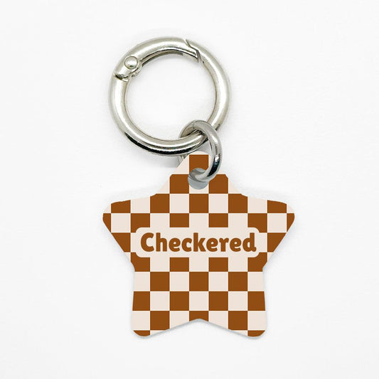 Brown Checkered Pet ID Tag - DogMe