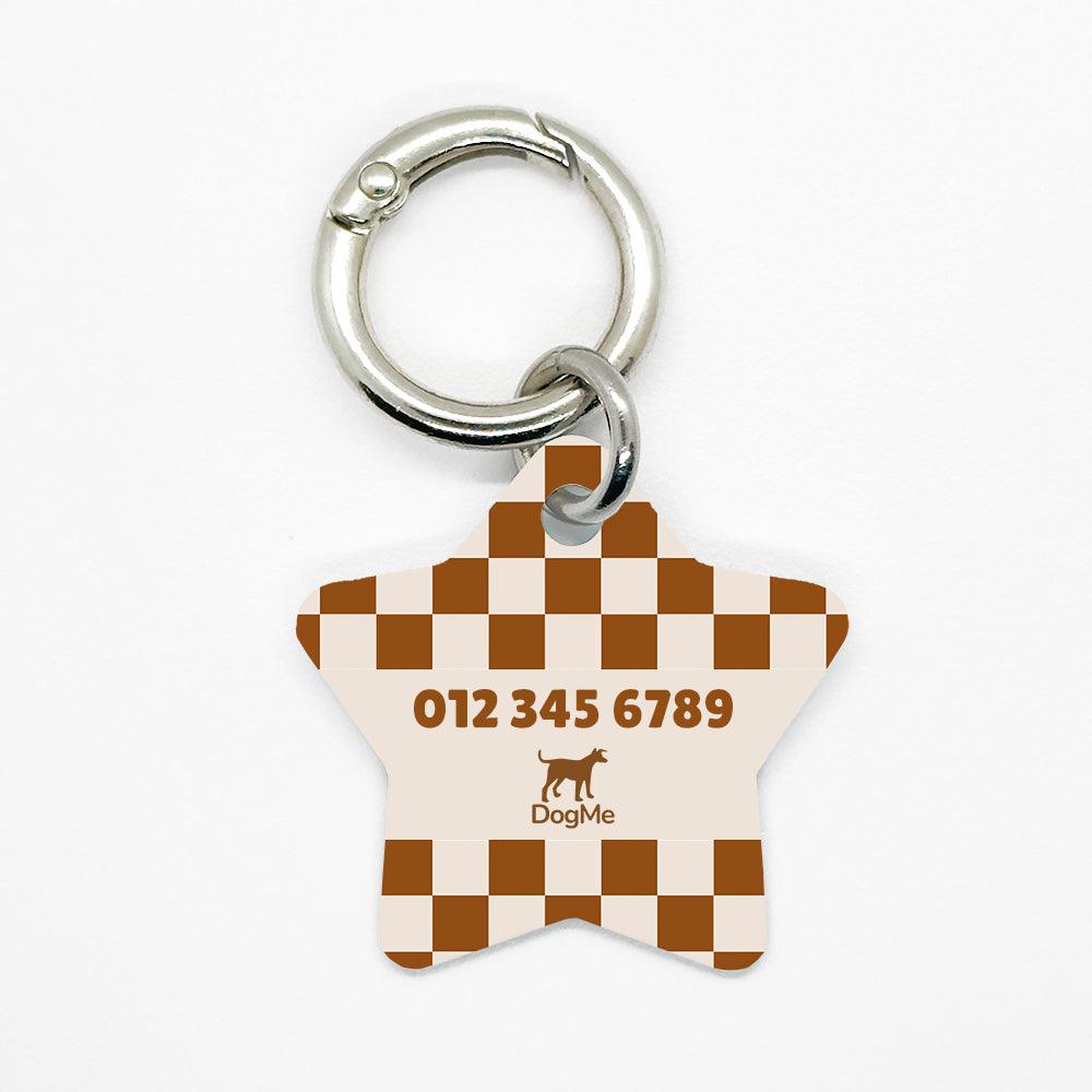 Brown Checkered Pet ID Tag - DogMe