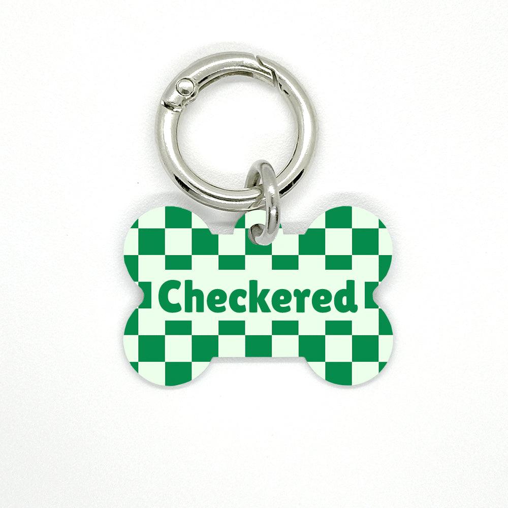 Green Checkered Pet ID Tag - DogMe