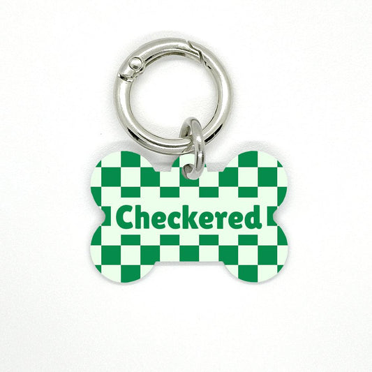 Green Checkered Pet ID Tag - DogMe