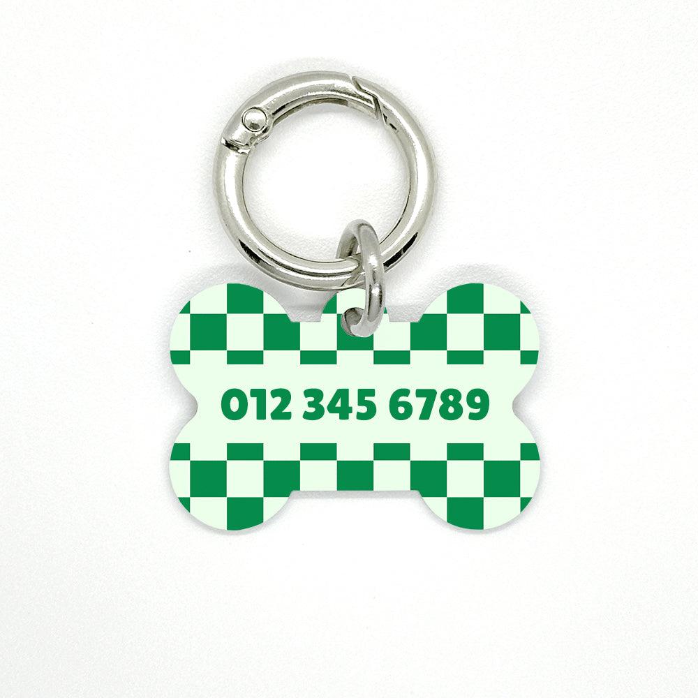 Green Checkered Pet ID Tag - DogMe