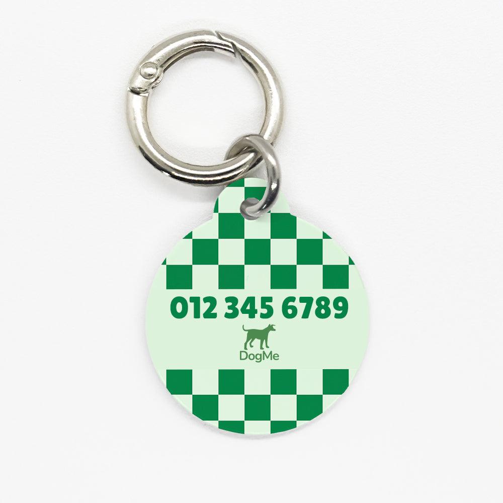 Green Checkered Pet ID Tag - DogMe