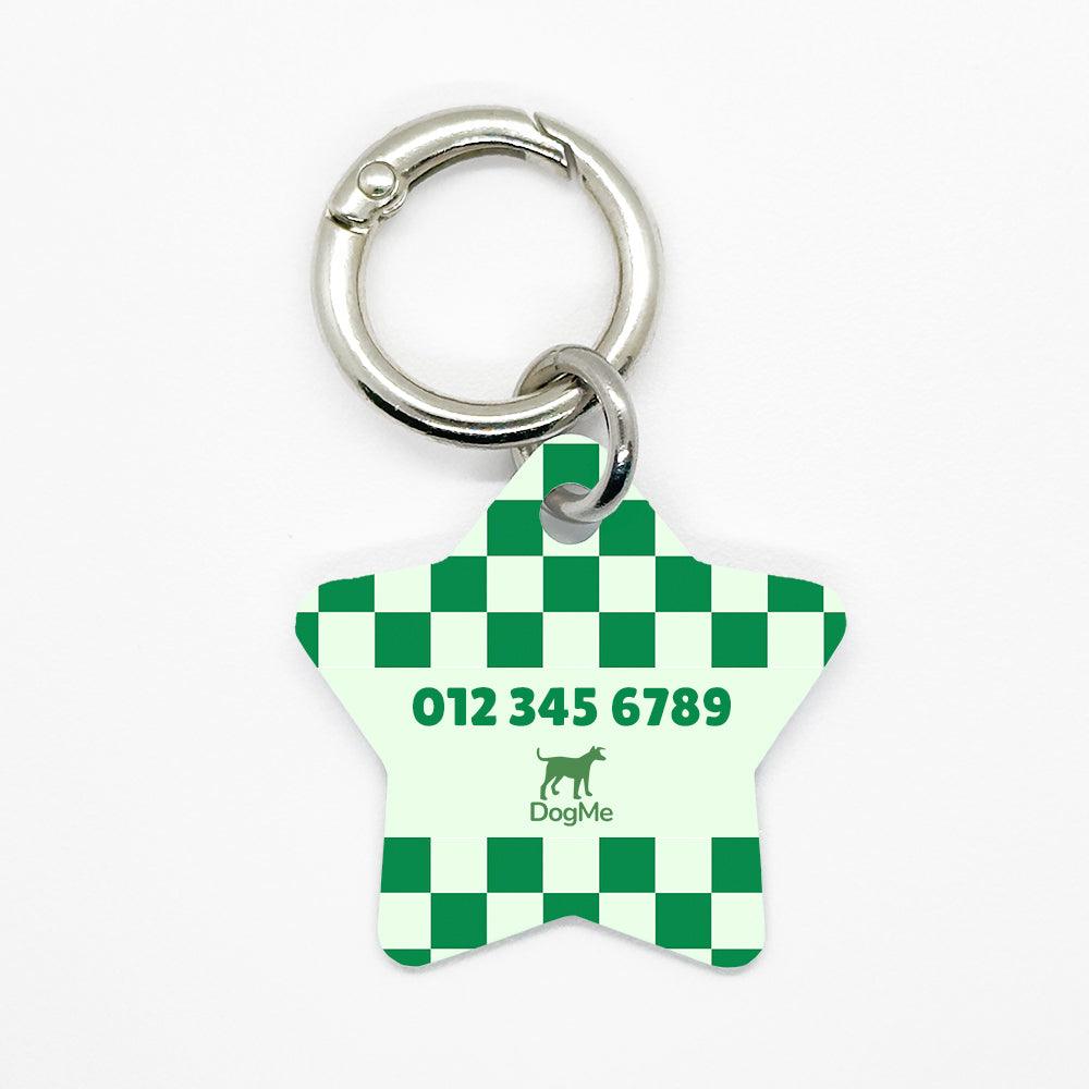 Green Checkered Pet ID Tag - DogMe