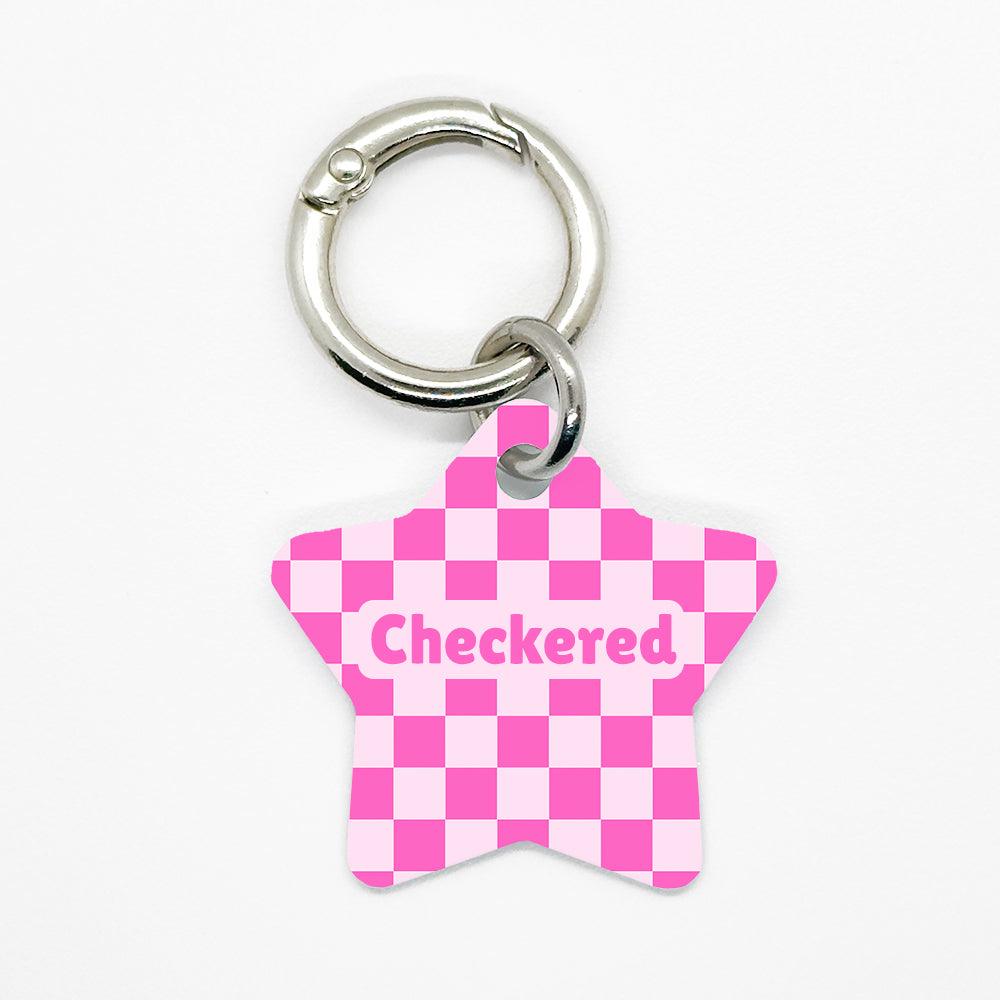 Pink Checkered Pet ID Tag - DogMe