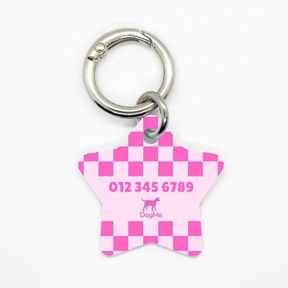 Pink Checkered Pet ID Tag - DogMe