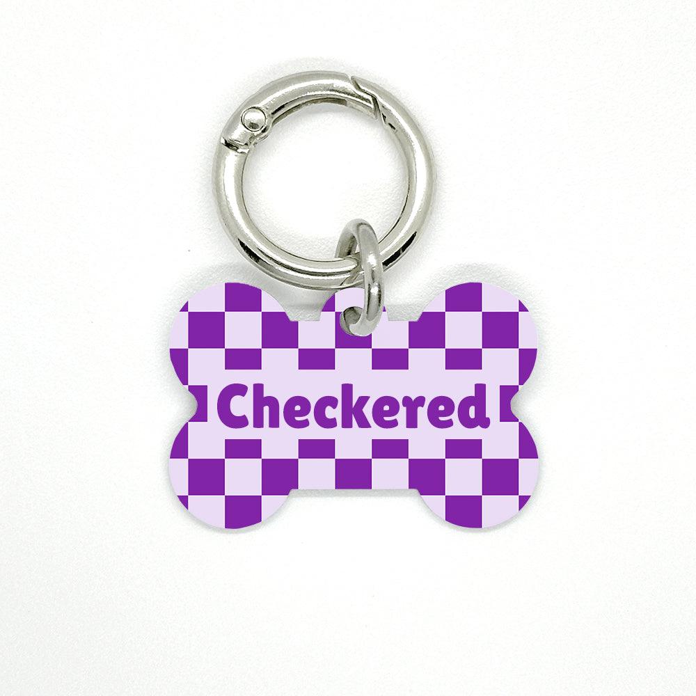 Purple Checkered Pet ID Tag - DogMe