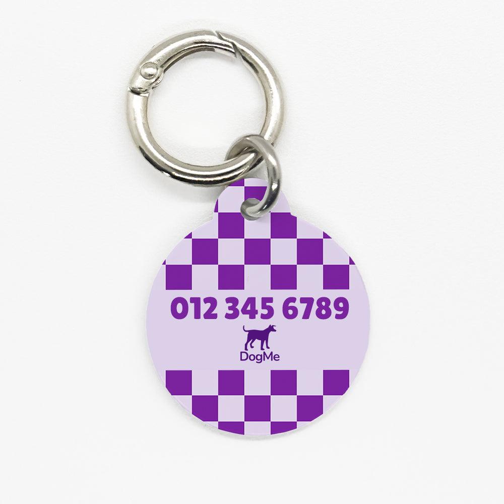 Purple Checkered Pet ID Tag - DogMe