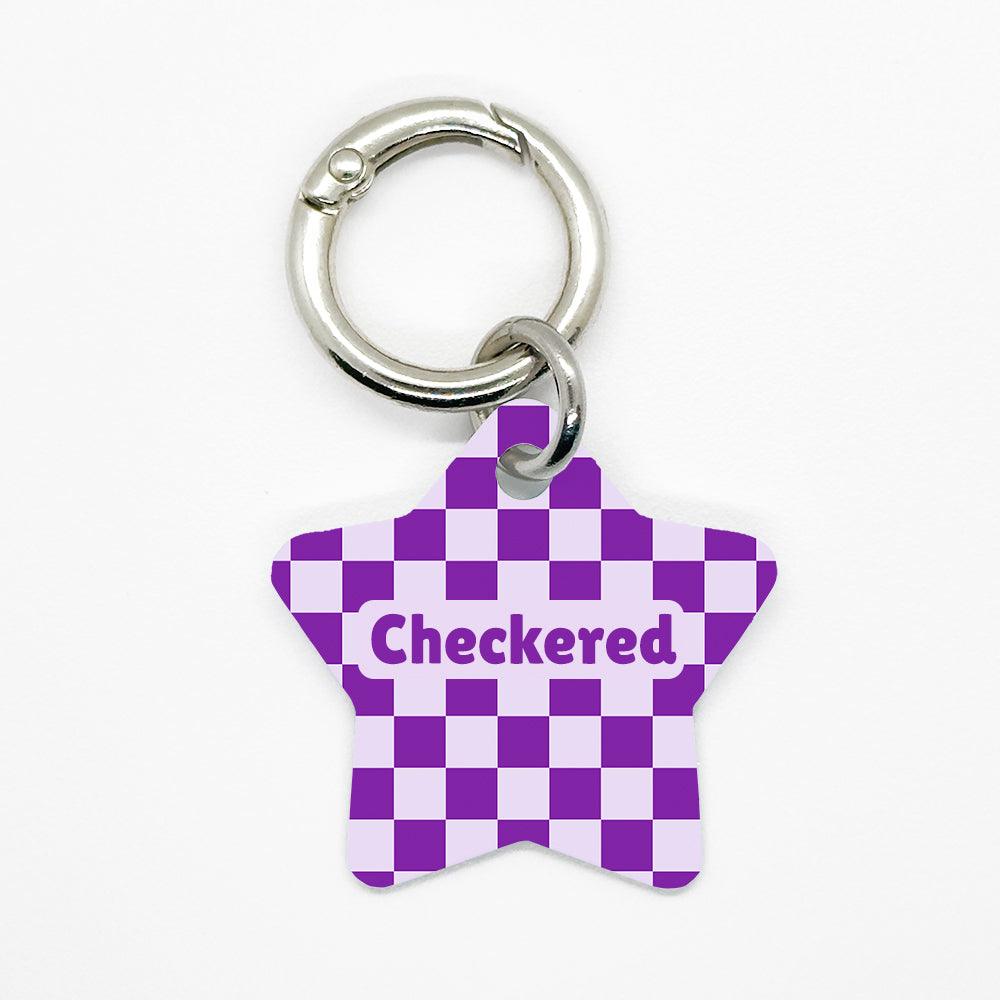 Purple Checkered Pet ID Tag - DogMe