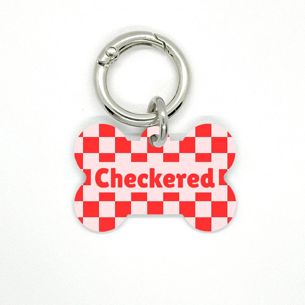 Red Checkered Pet ID Tag - DogMe