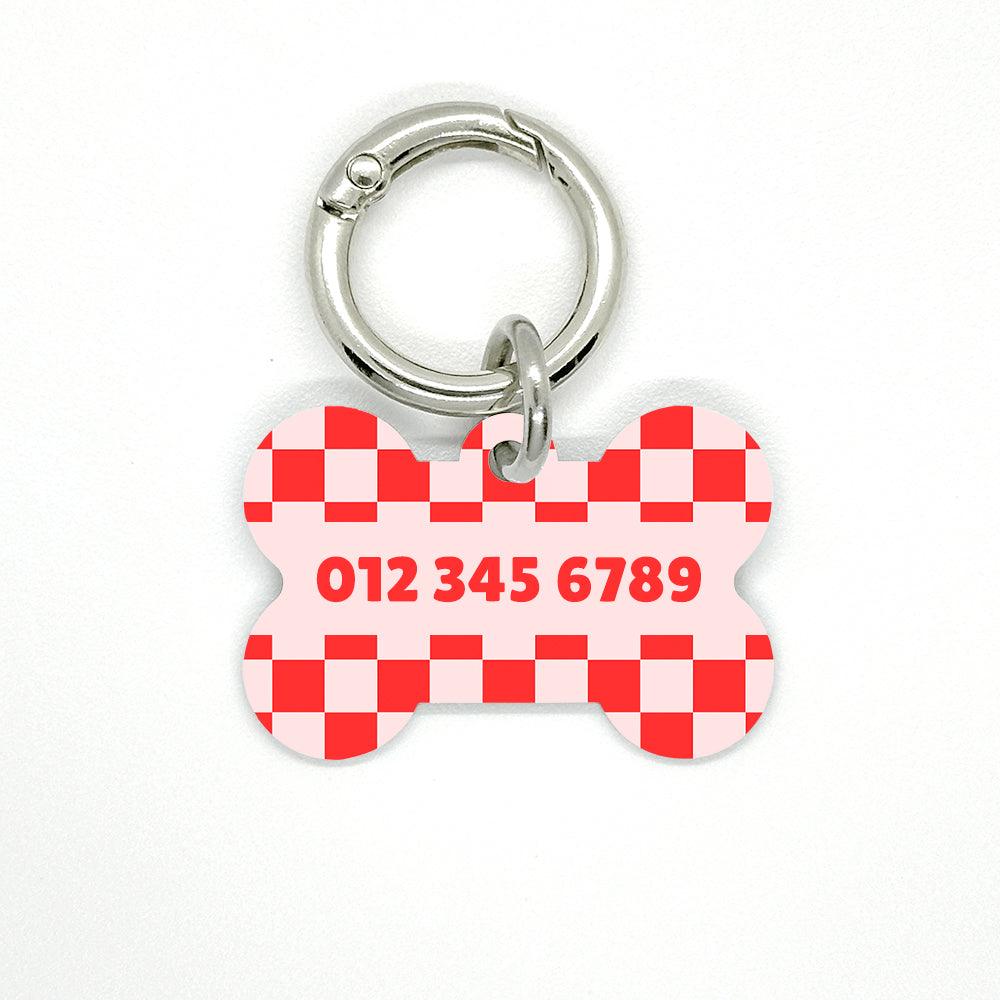 Red Checkered Pet ID Tag - DogMe