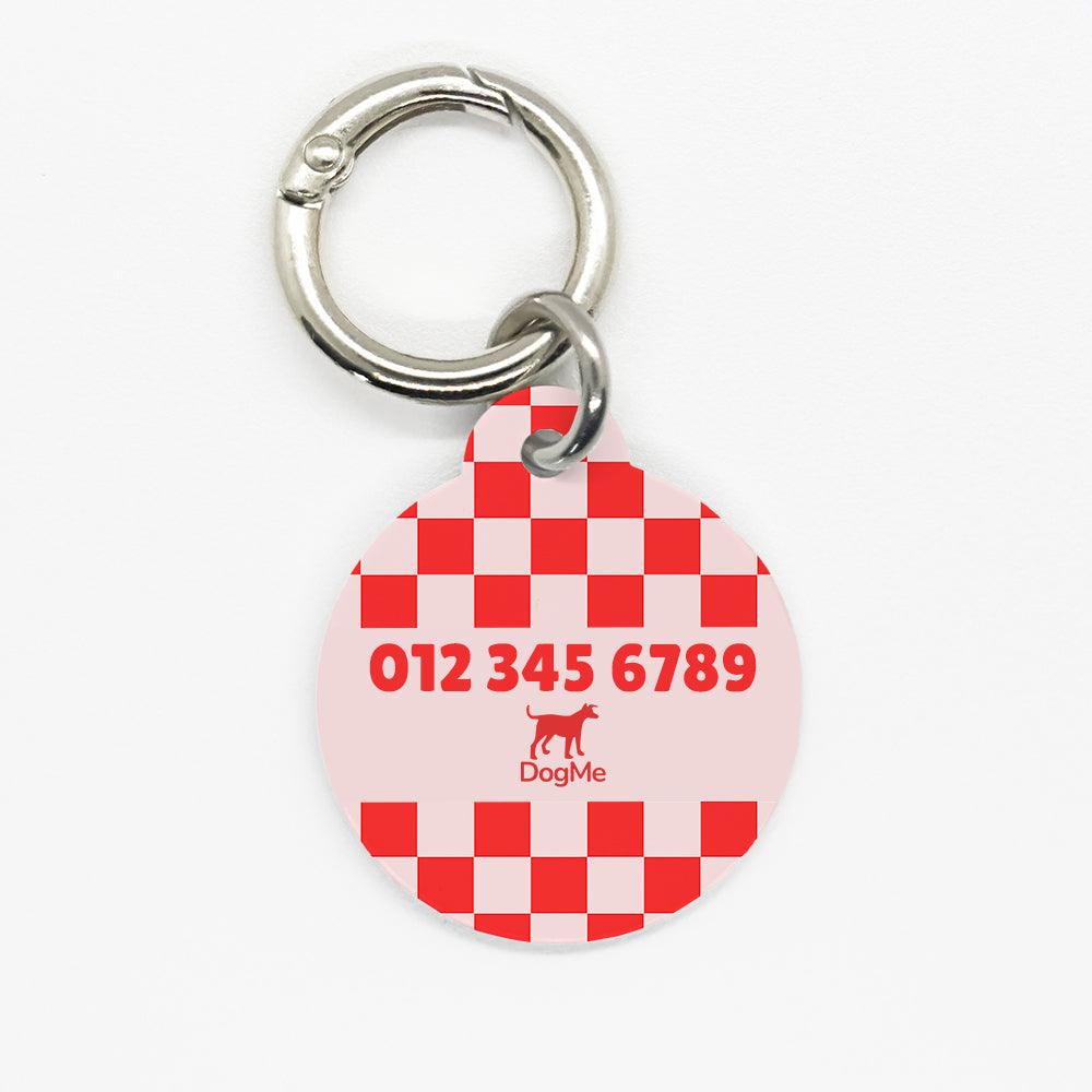Red Checkered Pet ID Tag - DogMe