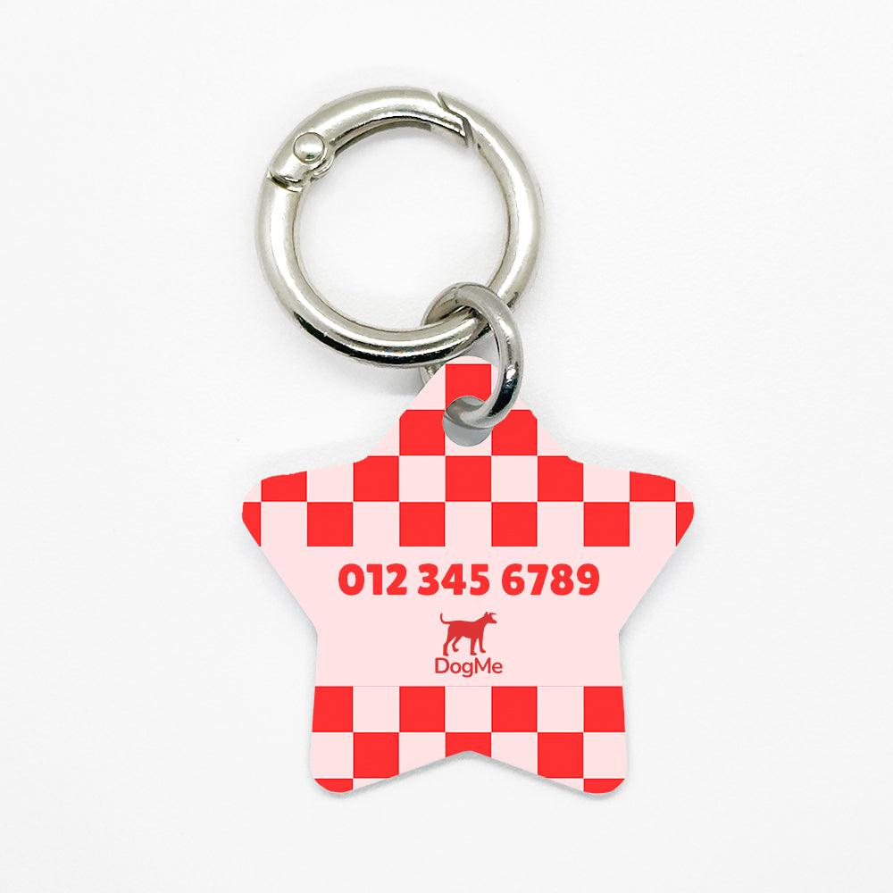 Red Checkered Pet ID Tag - DogMe