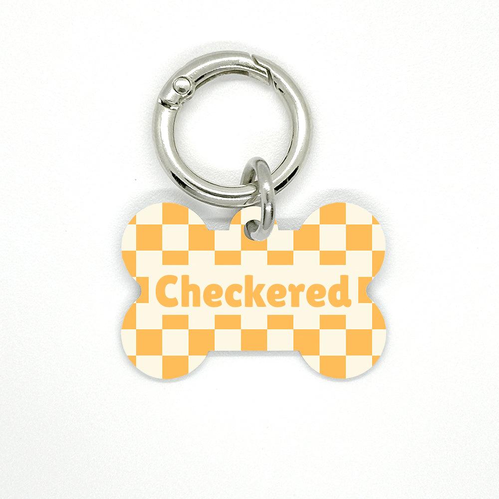 Yellow Checkered Pet ID Tag - DogMe