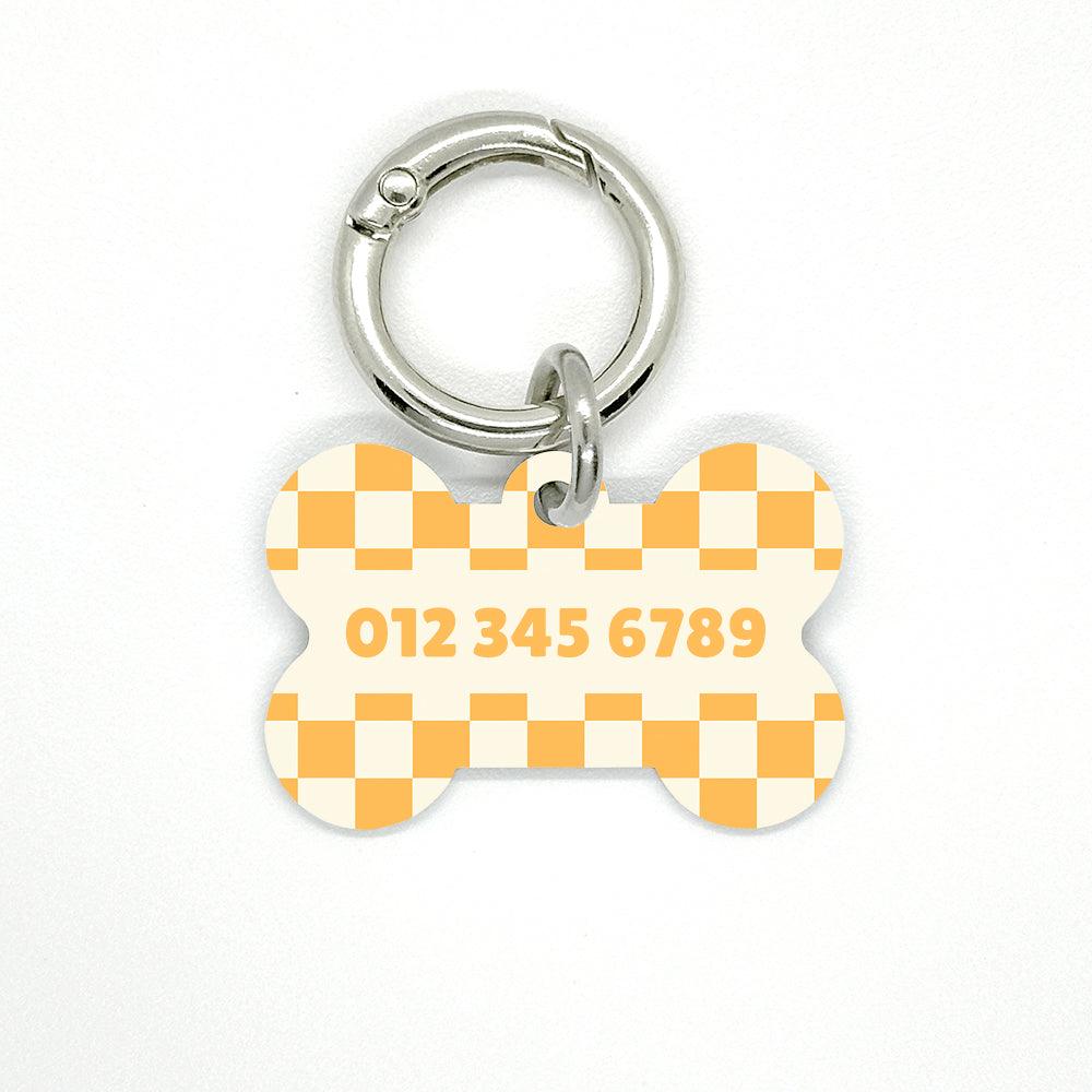 Yellow Checkered Pet ID Tag - DogMe