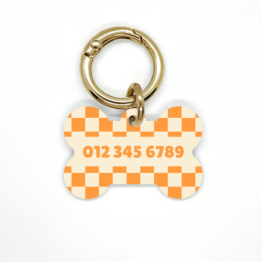 Yellow Checkered Pet ID Tag