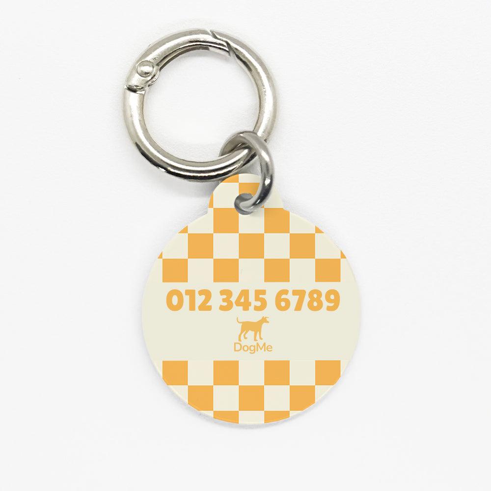 Yellow Checkered Pet ID Tag - DogMe