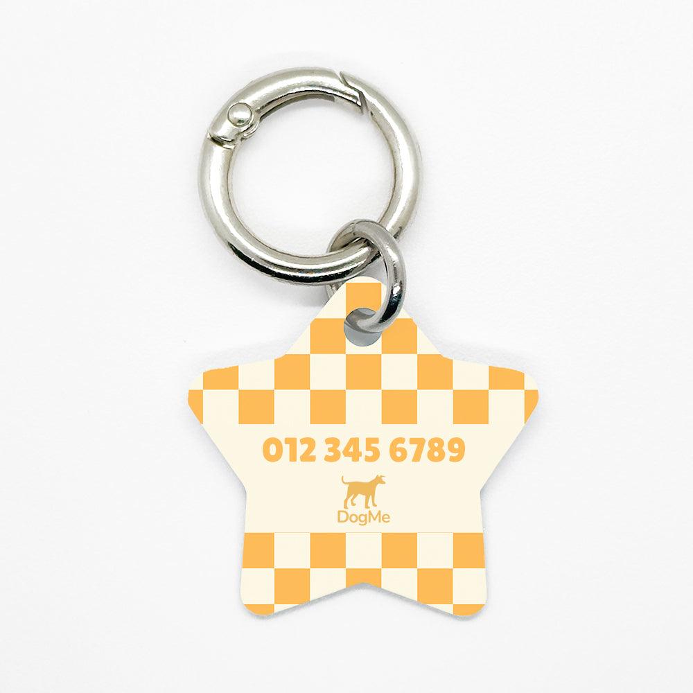 Yellow Checkered Pet ID Tag - DogMe