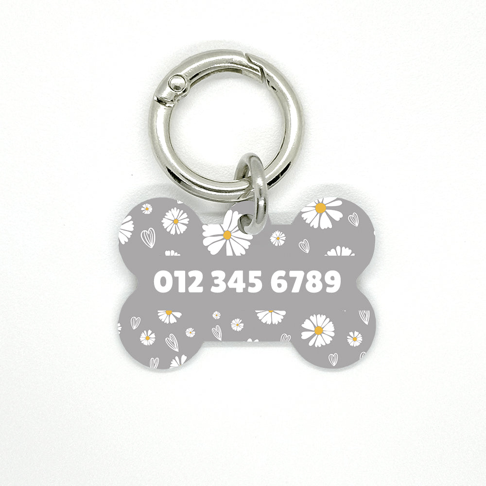 Grey Daisy Pet ID Tag - DogMe
