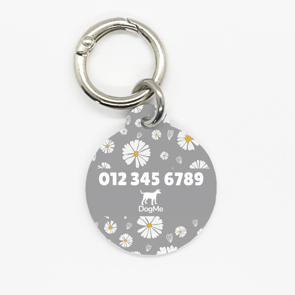 Grey Daisy Pet ID Tag - DogMe