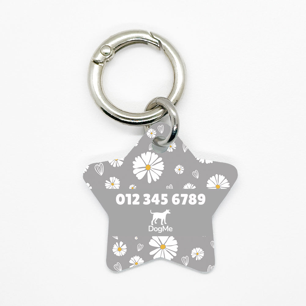 Grey Daisy Pet ID Tag - DogMe