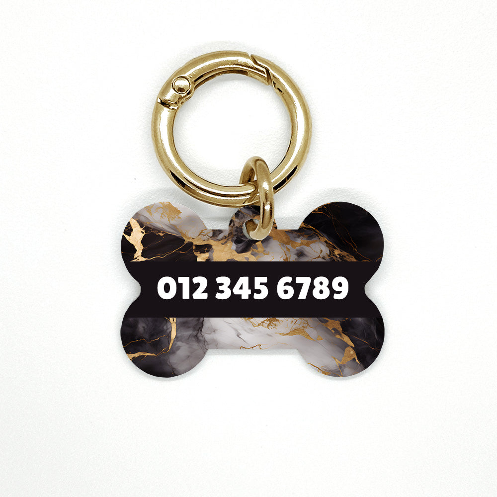 Black Marble Pet ID Tag