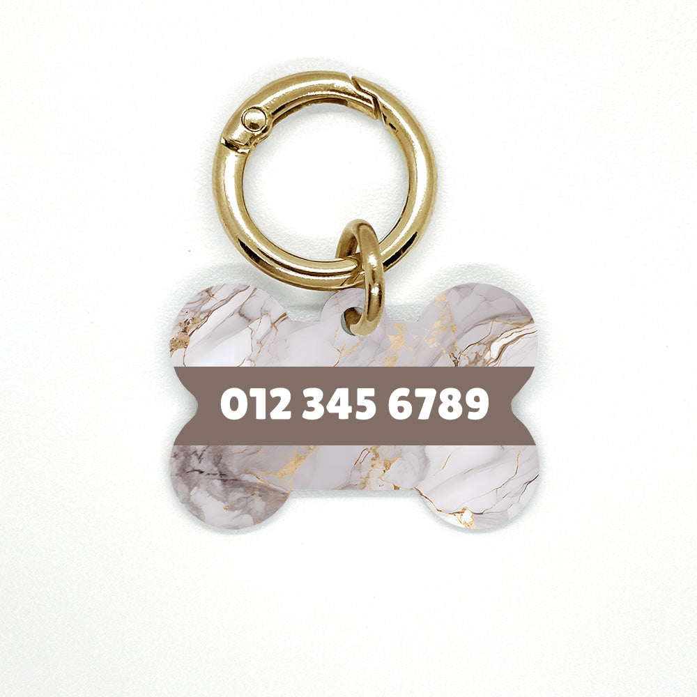 Grey Marble Pet ID Tag