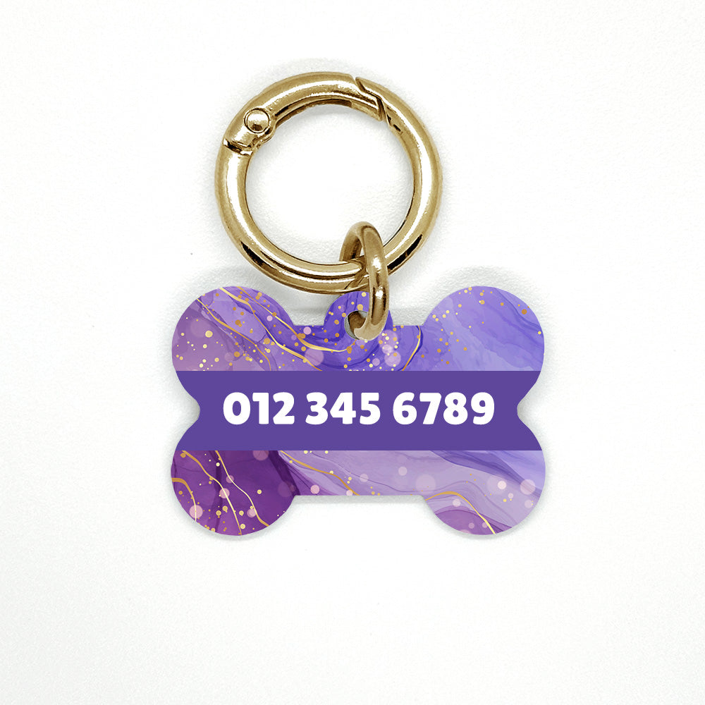 Purple Marble Pet ID Tag