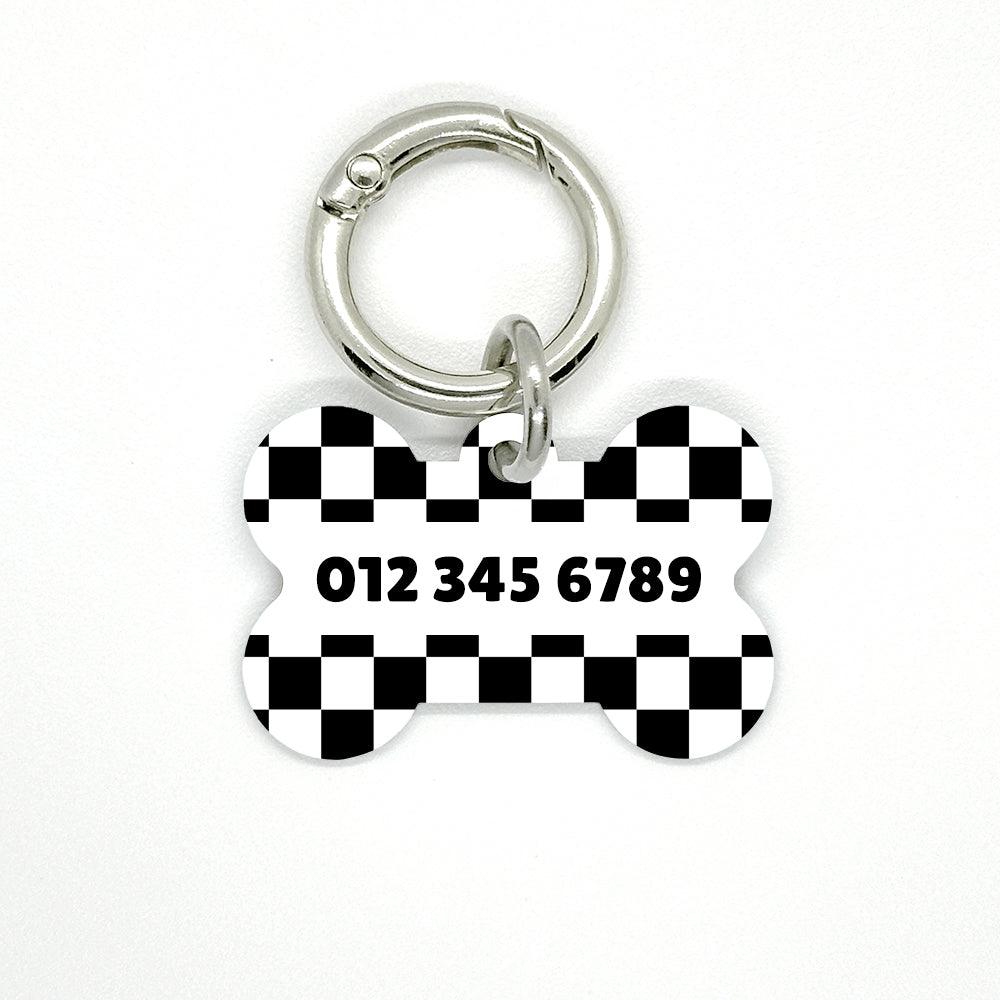 Black Checkered Pet ID Tag - DogMe