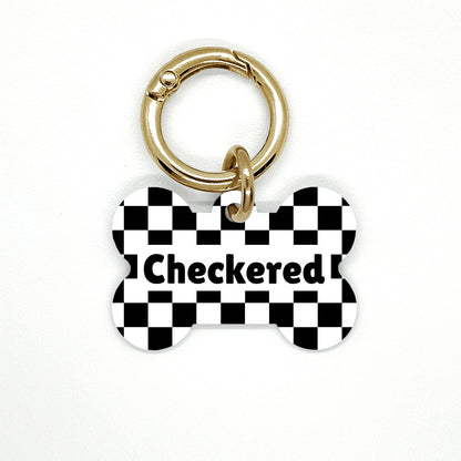 Black Checkered Pet ID Tag