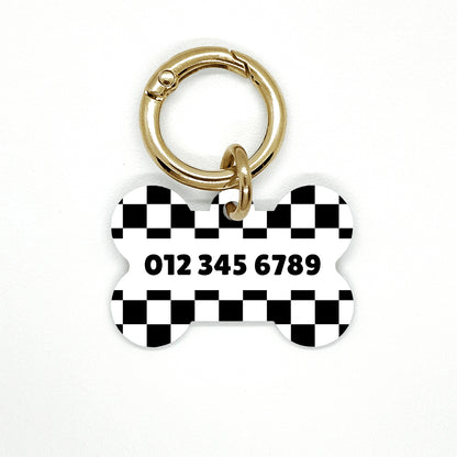 Black Checkered Pet ID Tag