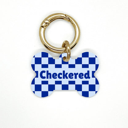 Blue Checkered Pet ID Tag