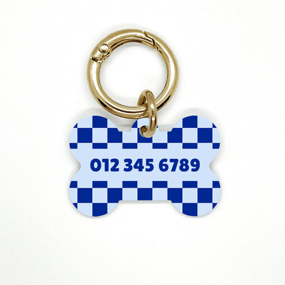 Blue Checkered Pet ID Tag