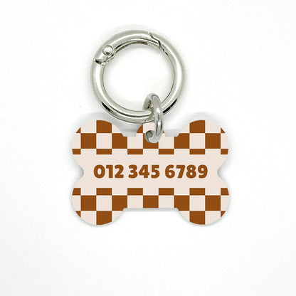 Brown Checkered Pet ID Tag - DogMe