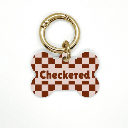 Brown Checkered Pet ID Tag