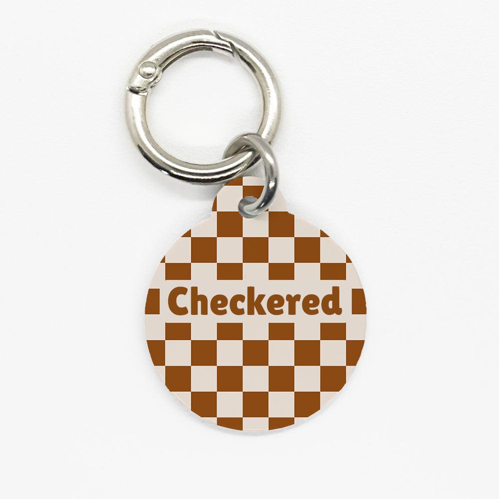 Brown Checkered Pet ID Tag - DogMe