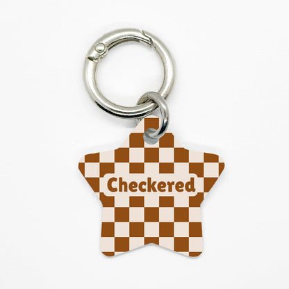 Brown Checkered Pet ID Tag - DogMe
