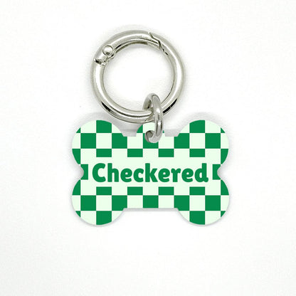 Green Checkered Pet ID Tag - DogMe