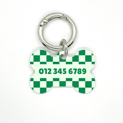 Green Checkered Pet ID Tag - DogMe