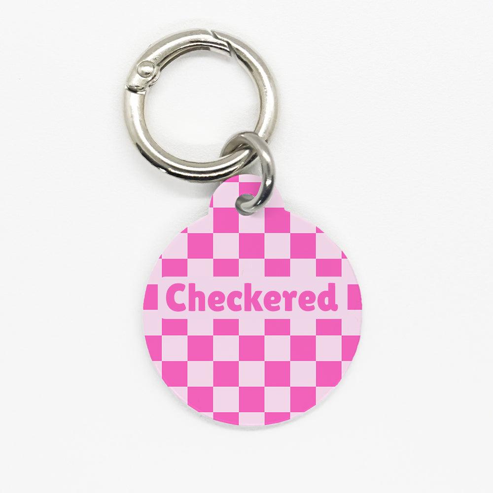 Pink Checkered Pet ID Tag - DogMe