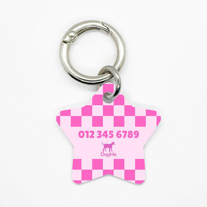 Pink Checkered Pet ID Tag - DogMe
