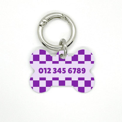 Purple Checkered Pet ID Tag - DogMe