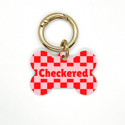 Red Checkered Pet ID Tag