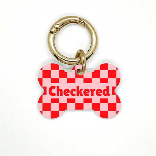 Red Checkered Pet ID Tag