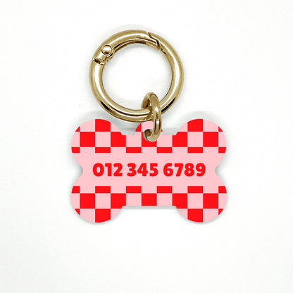 Red Checkered Pet ID Tag