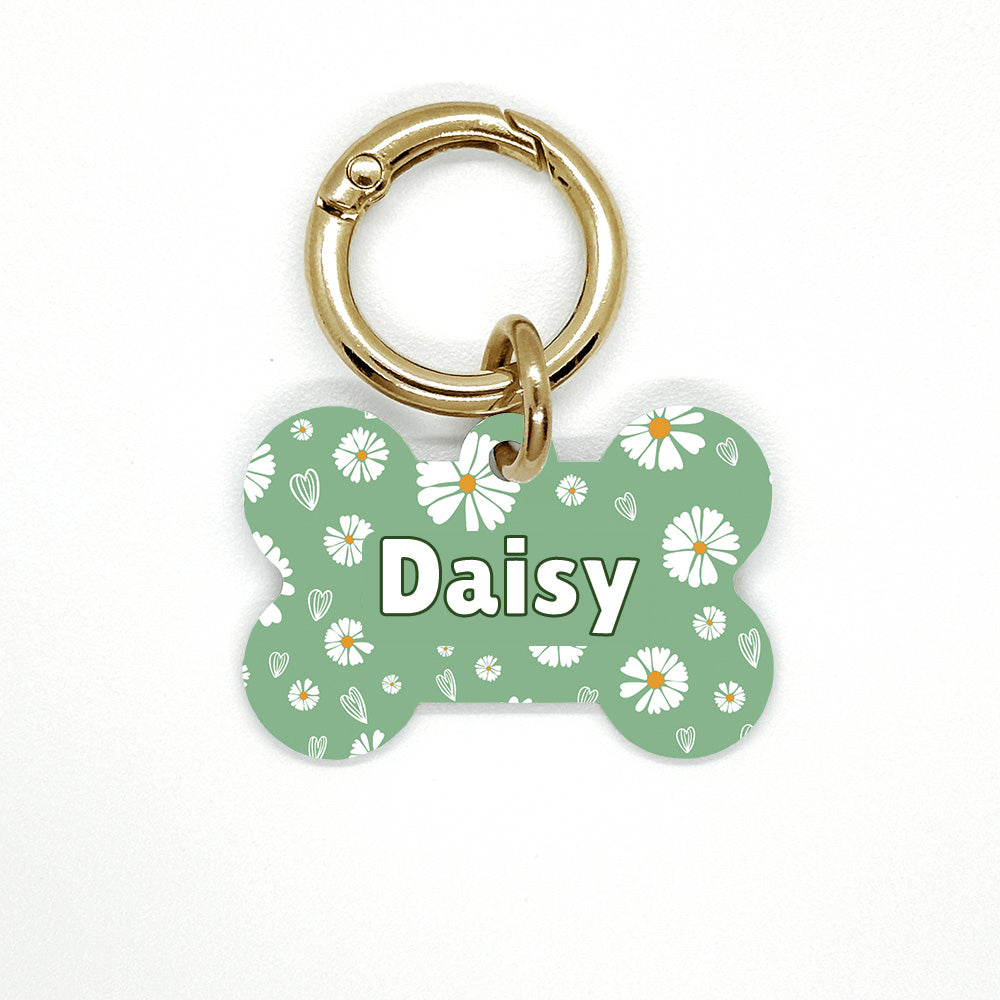 Green Daisy Pet ID Tag